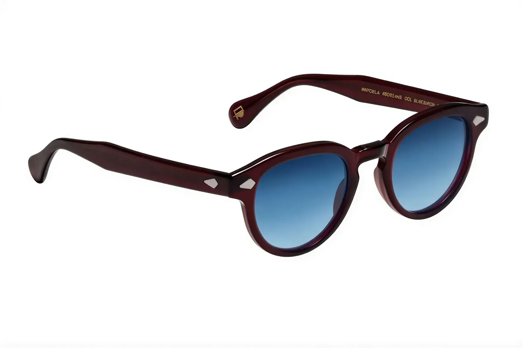 Moscot Maydela Sun 46 Burgundy Denim Blue Lns