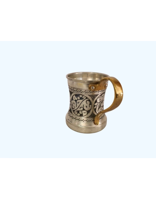 Ağır İşlemeli Bakır Bardak Aoa Ölçü 7,5X8Cm 10Cm Yüksekliği