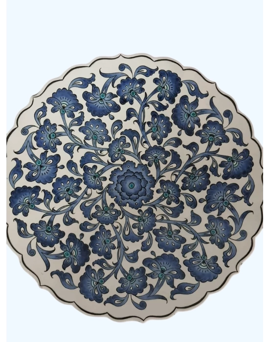 Çini Desen El İşlemeli Seramik Dekor Tabak Aoa Ölçü 30Cm Çapi