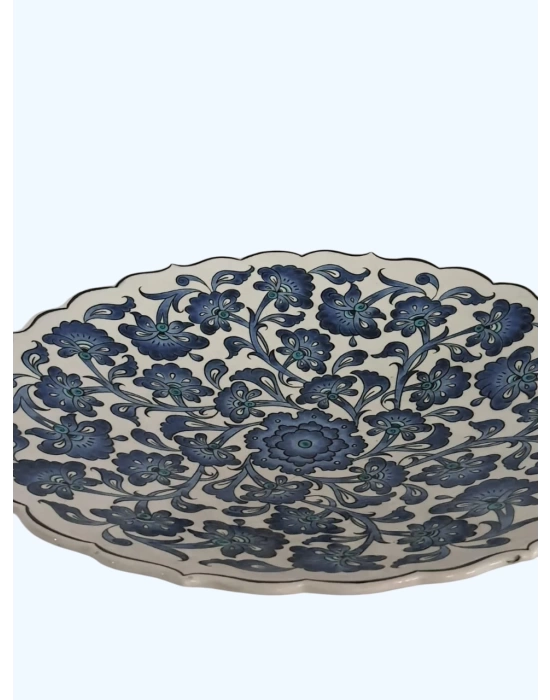 Çini Desen El İşlemeli Seramik Dekor Tabak Aoa Ölçü 30Cm Çapi
