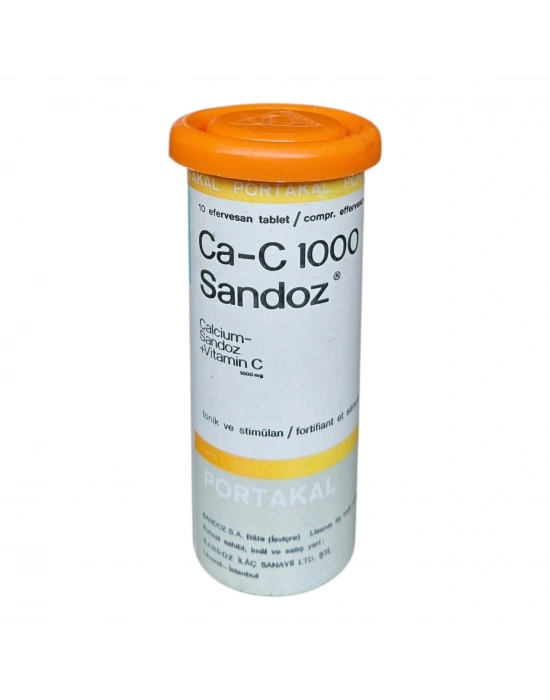 Ca-C 1000 Sandoz Yazan Bir Portakal Aromalı Tablet Tüpü