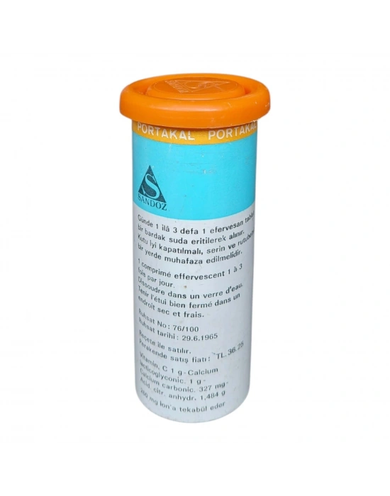Ca-C 1000 Sandoz Yazan Bir Portakal Aromalı Tablet Tüpü