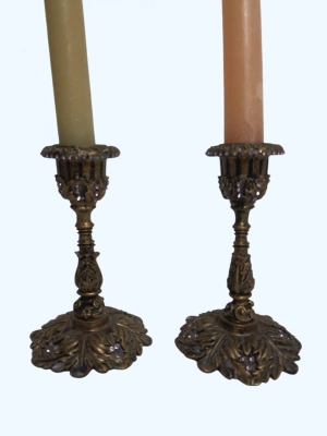 İkiz Vintage Sari Metal Mumluk Aoa Ölçü 8Cm Çapi 13Cm Yüksekliği