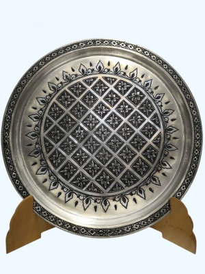 Ağır İşlemeli Elde Dövme Tepsi Aoa Ölçü 32Cm Çapi