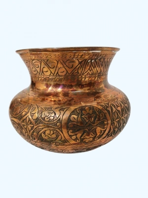 Kalem İşlemeli Bakır Vazo