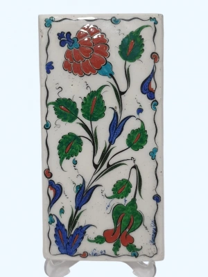 Usta İmzali 30 Yillik Seramik Üzerine El Boyamasi Karanfil Desen