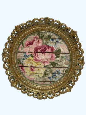 El Yapimi, Altın Yaldız İşlemeli Porselen Duvar Tabağı (Askı Aparatlı )