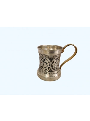 Ağır İşlemeli Bakır Bardak Aoa Ölçü 7,5X8Cm 10Cm Yüksekliği