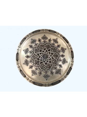 Ağır İşlemeli Bakır Tepsi Aoa Ölçü 40Cm Çapi