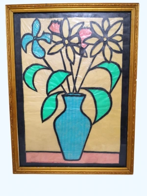 Ahşap Çerçeveli El Yapimi Vitray Çalişmasi Aoa