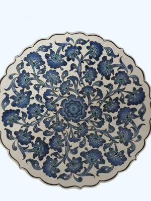 Çini Desen El İşlemeli Seramik Dekor Tabak Aoa Ölçü 30Cm Çapi