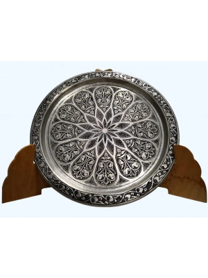 Dövme Bakır Dekoratif İşlemeli Tabak