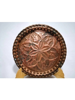 Dövme Bakır Kabartmali Duvar Tabağı