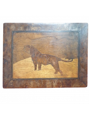 El yapımı ahşap kaplan tablosu