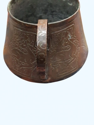 Eski Bakır Ağır İşlemeli Ayran Bardagi