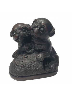 Eski Dönem Mermer Tozu Yavru Köpek Figürleri