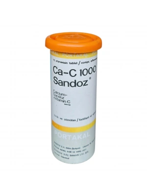 Ca-C 1000 Sandoz Yazan Bir Portakal Aromalı Tablet Tüpü