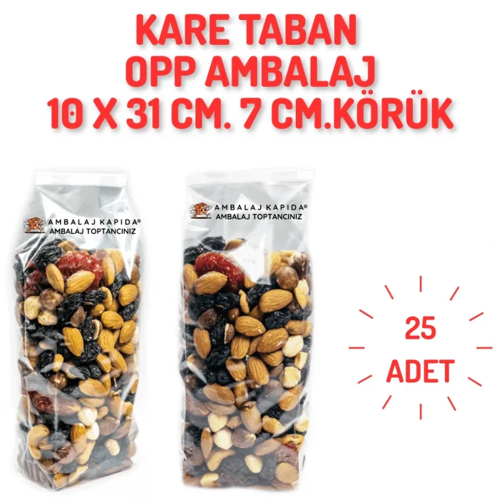 10x31 Opp Körüklü Kare Taban Poşet - 25 Adet