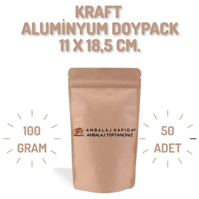 11x18,5 Kraft Alüminyum Doypack - 50 Adet