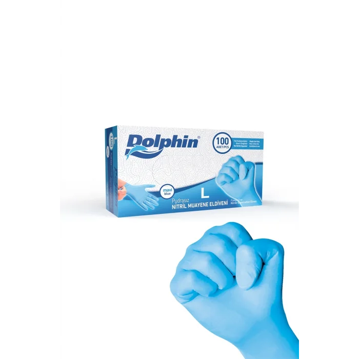 Dolphin Mavi Nitril Eldiven Büyük 100 Adetli
