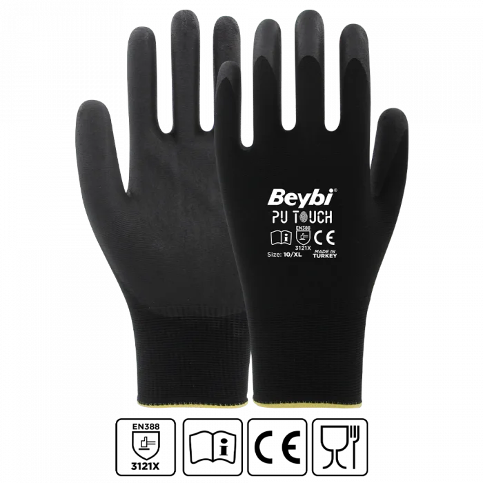 Beybi Pu Touch Poliüretan Kaplı Polyester Örme Eldiven