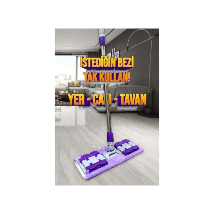 Teleskobik Saplı Mandallı Mop - Yedek Bez Hediyeli