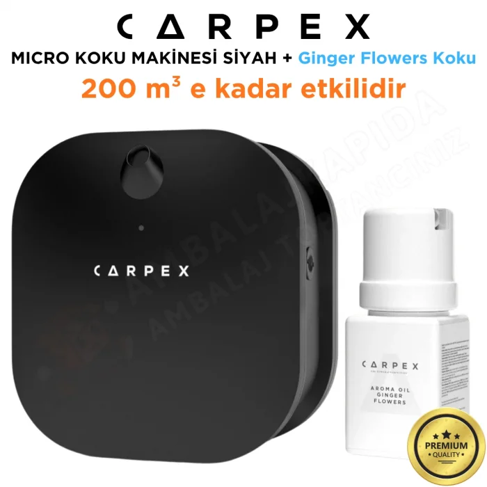 Carpex Micro Basic Siyah Koku Makinesi + 50 ml Ginger Flowers Kartuş