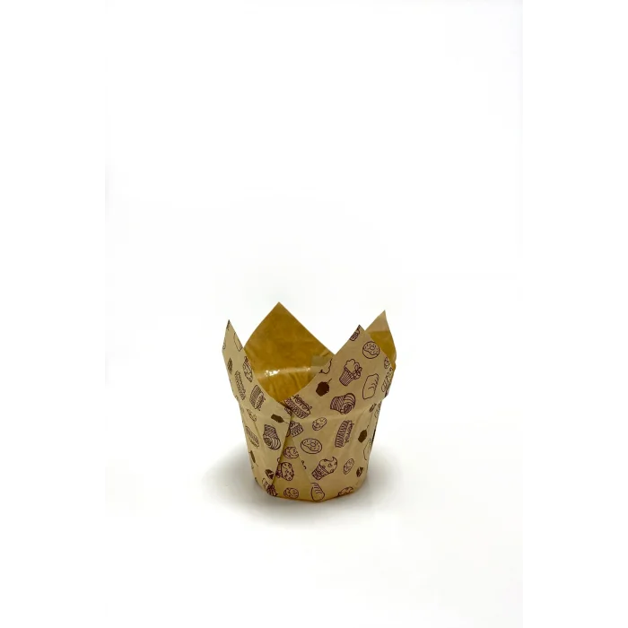 Dolphin Muffin Kek Kapsülü Kalın Tulip Kraft Desenli 50 li