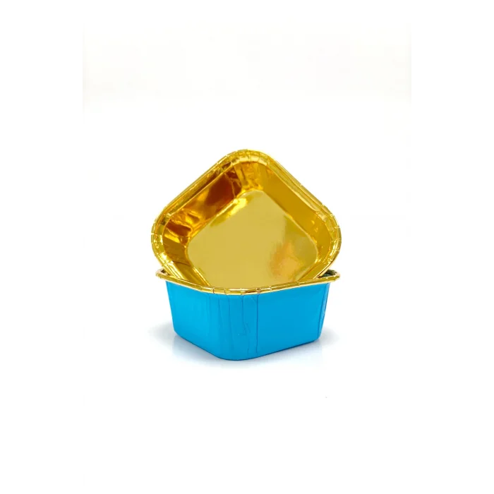 Dolphin Muffin Kek Kapsülü Kare Mavi-Altın 25li