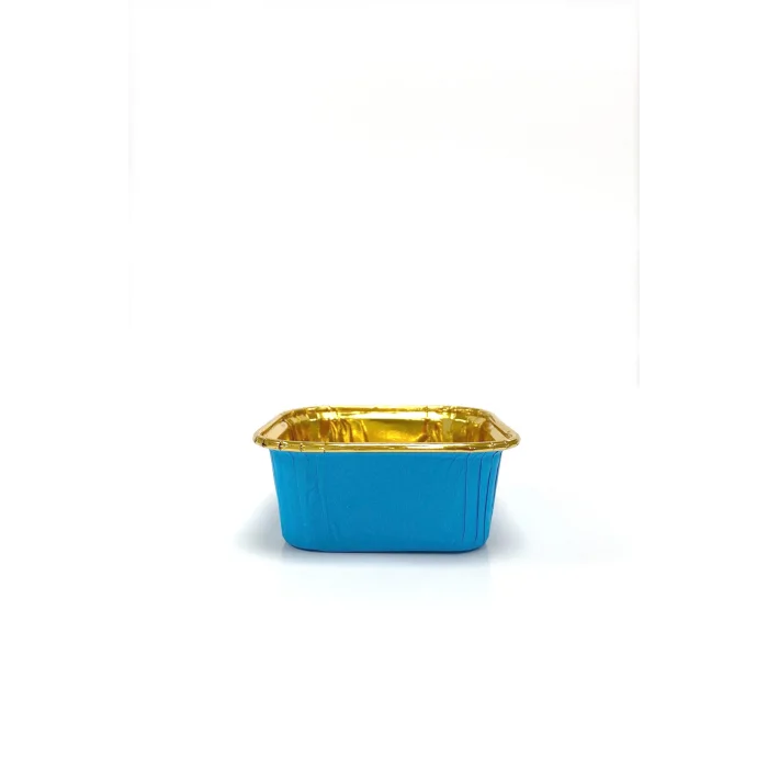 Dolphin Muffin Kek Kapsülü Kare Mavi-Altın 25li