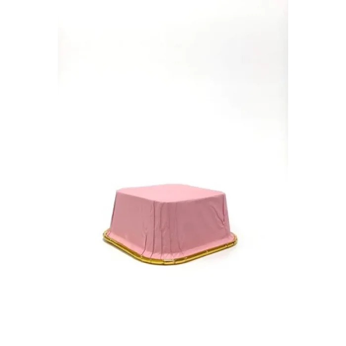 Dolphin Muffin Kek Kapsülü Kare Pembe-Altın 25li