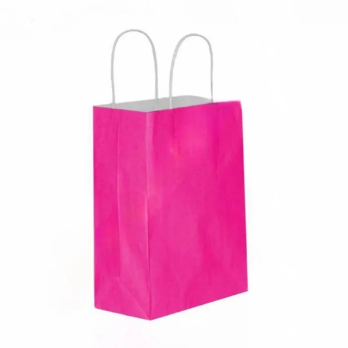 Fuşya Kraft Çanta Orta Boy 25x12x31 cm 25 Adet