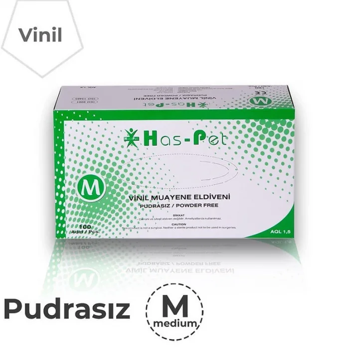 Haspet Pudrasız Vinil Eldiven M Beden