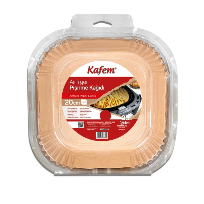 Kafem Airfryer Pişirme Kağıdı Kare 20 cm 25 li