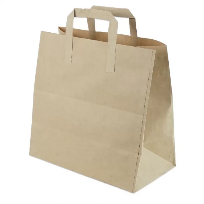 Kraft Çanta Flat Saplı 25x12x31 cm. (Orta) 25 Adetli