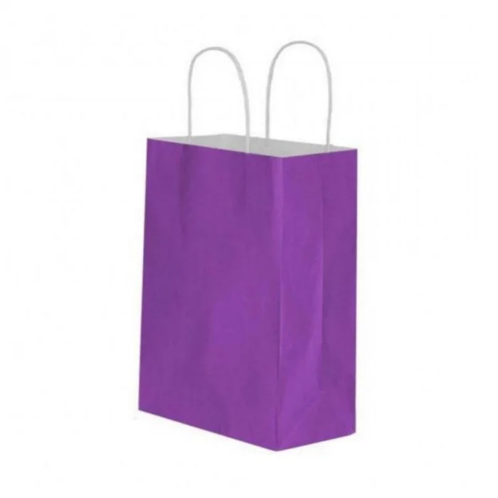 Lila Kraft Çanta Orta Boy 25x12x31 cm 25 Adet