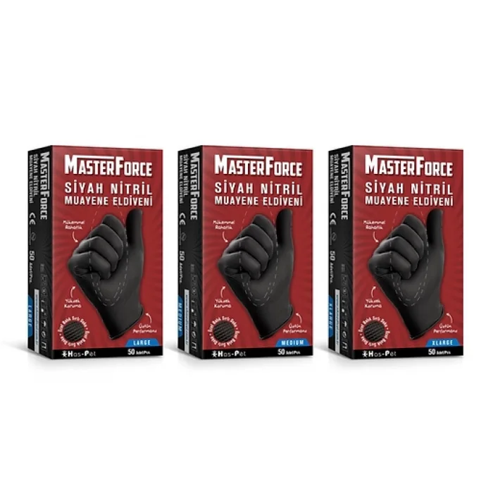 MasterForce Siyah Nitril L Beden Eldiven 50 li