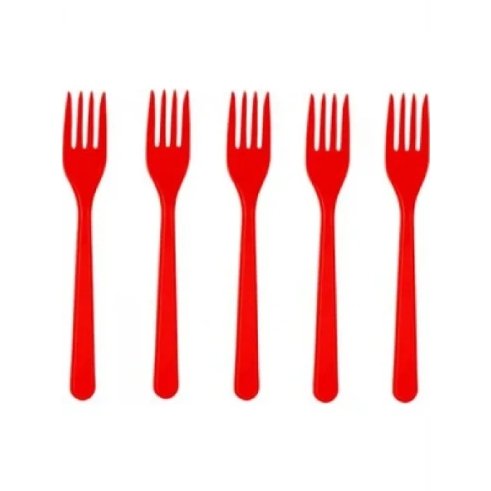 May Plastik Renkli Çatal Kırmızı 25 Li