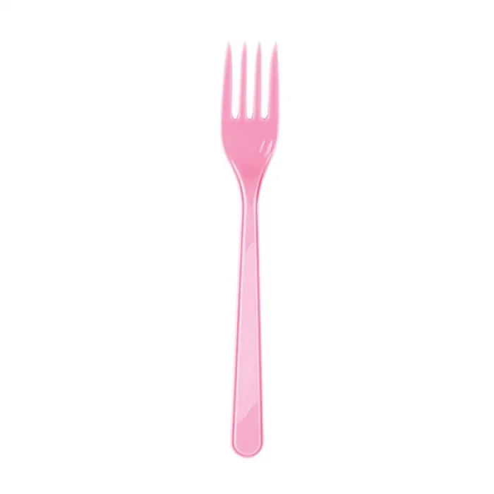 May Plastik Renkli Çatal Pembe 25 Li