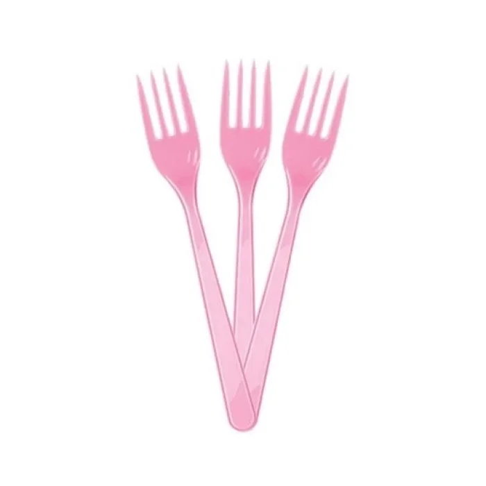 May Plastik Renkli Çatal Pembe 25 Li