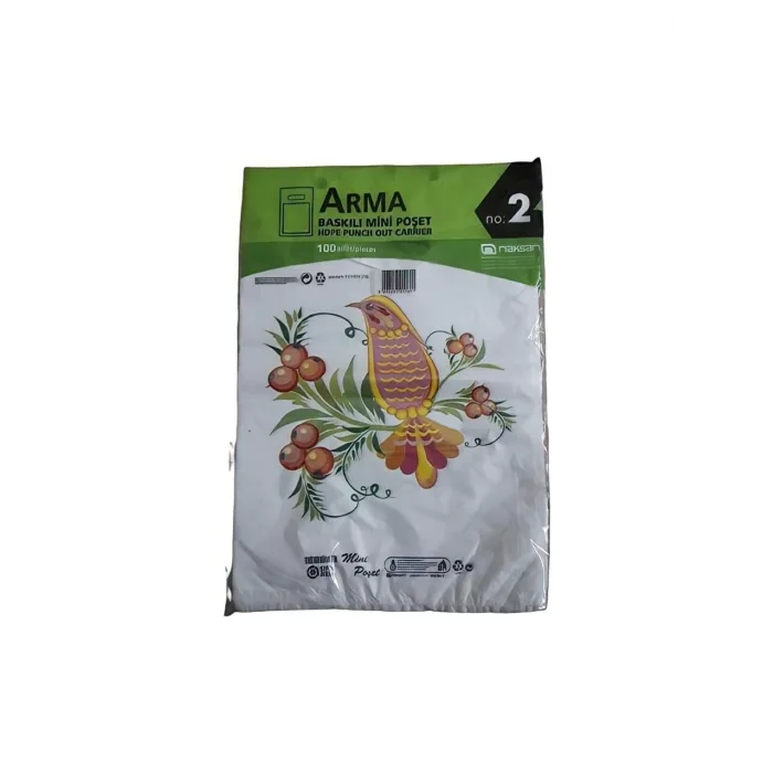 Naksan Baskılı Beyaz Poşet 2 No- 100 Lü