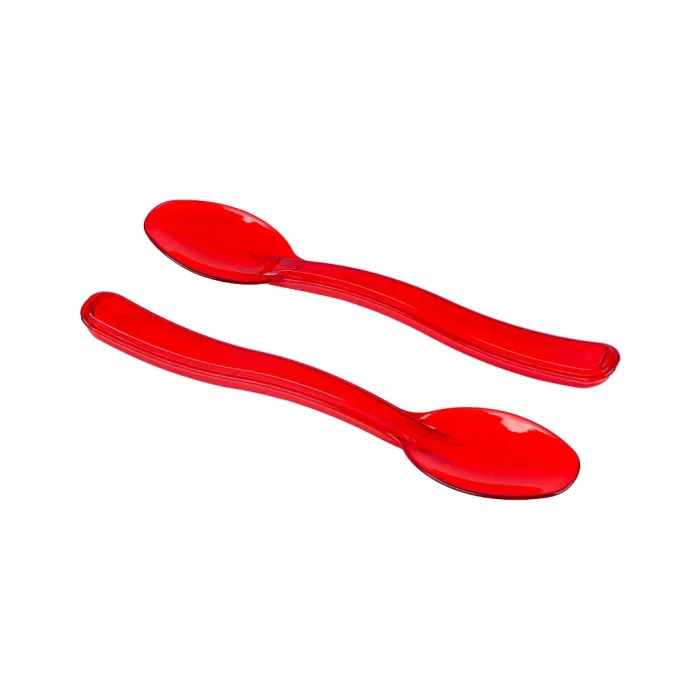 Oval Plastik Renkli Küçük Tatlı Kaşığı 50 li