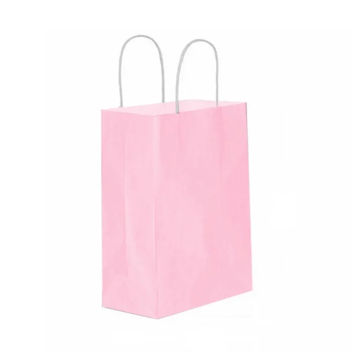 Pembe Kraft Çanta Küçük Boy 18x8x24 cm 25 Adet