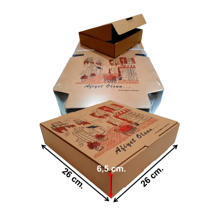 Pizza (Lahmacun) Kutusu 26x26x6,50 cm - 100 Adet