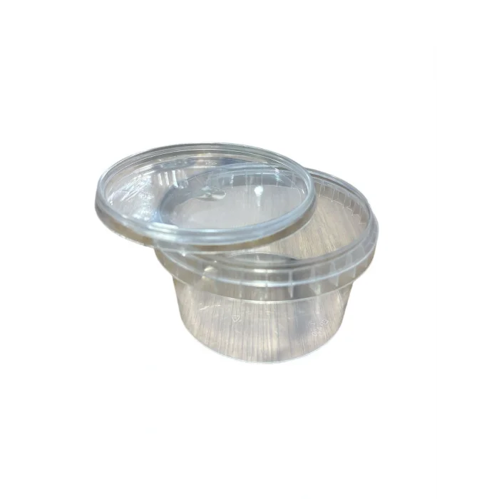 Sert Plastik Yuvarlak Gıda Kabı PP Kase (Kilit Kapaklı)  400 ml