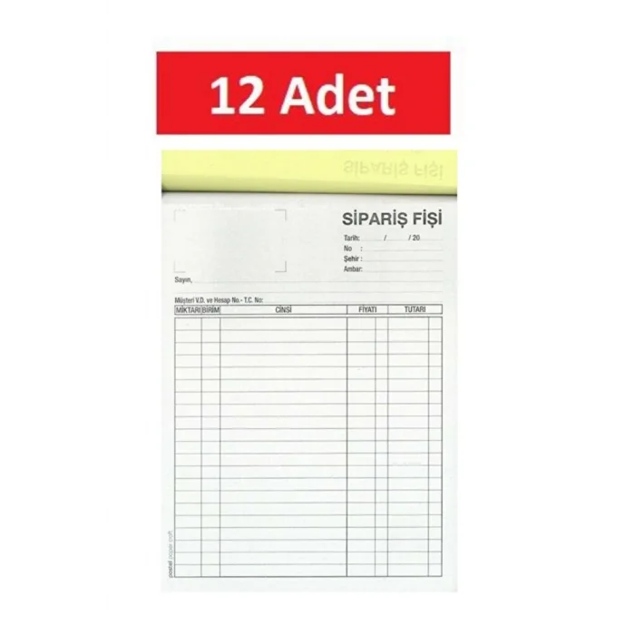 Sipariş Fişi Otokopili-12 Paket