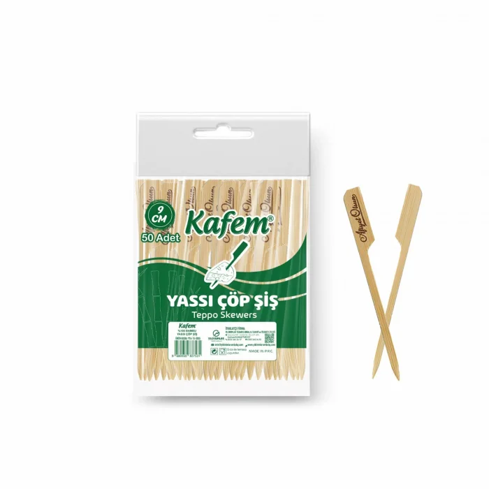 Yassı Çöp Şiş 9 cm 50 Li