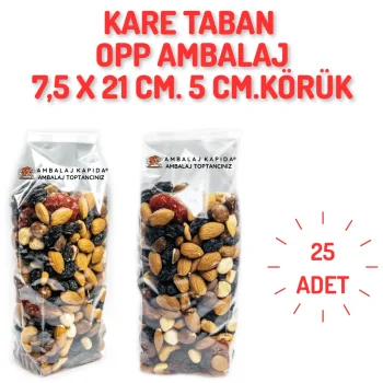 7,5x21 Opp Körüklü Kare Taban Poşet - 25 Adet
