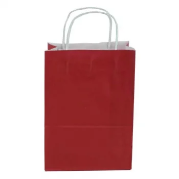 Bordo Kraft Çanta Küçük Boy 18x8x24 cm 25 Adet