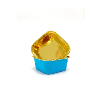 Dolphin Muffin Kek Kapsülü Kare Mavi-Altın 25li